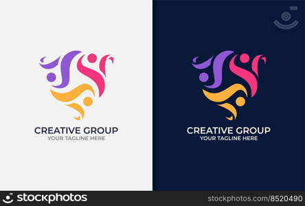 Creative Colorful People Group Logo Design. Abstract Connection People with Minimalist Style Concept.