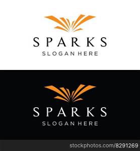 Creative colorful spark logo design in modern style. Logotype for business, brand, celebration, fireworks, stars.