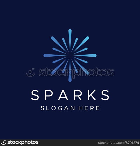 Creative colorful spark logo design in modern style. Logotype for business, brand, celebration, fireworks, stars.