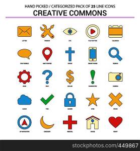 Creative Commons Flat Line Icon Set - Business Concept Icons Design