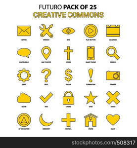 Creative Commons Icon Set. Yellow Futuro Latest Design icon Pack