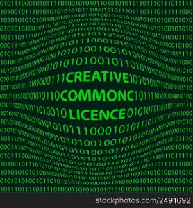 Creative commons license matrix style background bulge word creative commons