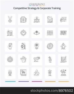 Creative Competitive Strategy And Corporate Training 25 OutLine icon pack  Such As business. mentor. plan. instructor. coach