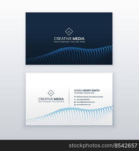 creative concept of business card design with blue particles wave