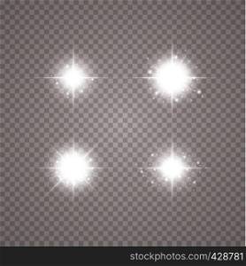 Creative concept Vector set of glow light effect stars bursts with sparkles isolated on transparent background.. Creative concept Vector set of glow light effect stars bursts with sparkles isolated on transparent background