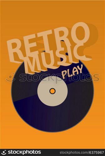 Creative conceptual retro music vector. Vinyl on yellow background.