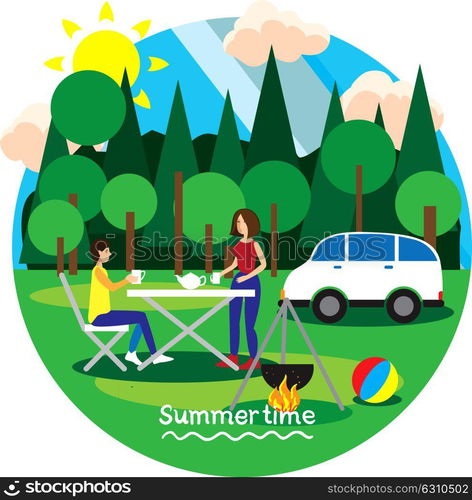 Creative conceptual vector. Summertime vacation.