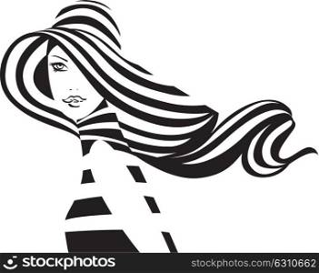 Creative conceptual vector. Woman in the hat.