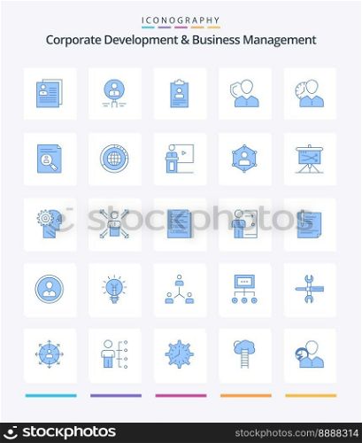 Creative Corporate Development And Business Management 25 Blue icon pack  Such As curriculum. application. hiring. resume. resource