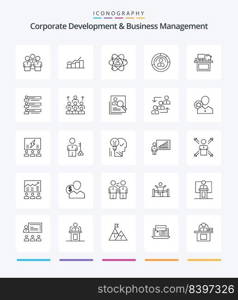 Creative Corporate Development And Business Management 25 OutLine icon pack  Such As personal. human. chart. growth. progress