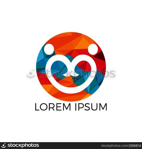 Creative couple and heart logo design. Heart together icon. Couple relations symbol.
