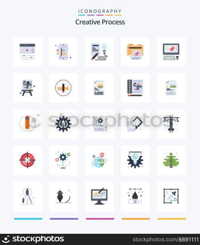 Creative Creative Process 25 Flat icon pack  Such As creative. computer. idea. folder. process