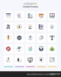 Creative Creative Process 25 Flat icon pack  Such As creative. computer. idea. folder. process