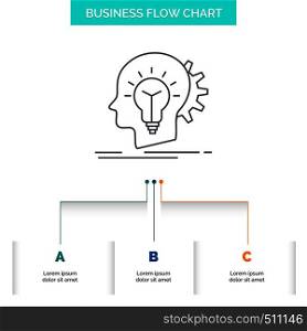 creative, creativity, head, idea, thinking Business Flow Chart Design with 3 Steps. Line Icon For Presentation Background Template Place for text. Vector EPS10 Abstract Template background