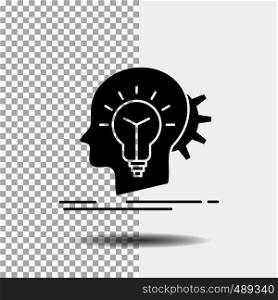 creative, creativity, head, idea, thinking Glyph Icon on Transparent Background. Black Icon. Vector EPS10 Abstract Template background
