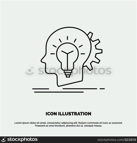 creative, creativity, head, idea, thinking Icon. Line vector gray symbol for UI and UX, website or mobile application. Vector EPS10 Abstract Template background