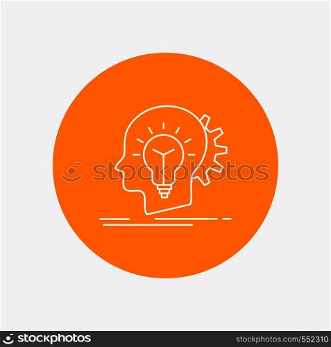 creative, creativity, head, idea, thinking White Line Icon in Circle background. vector icon illustration. Vector EPS10 Abstract Template background