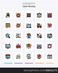 Creative Cyber Monday 25 Line FIlled icon pack  Such As limited. cyber. sign. time. discount