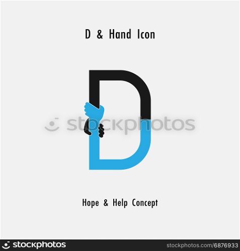 Creative D- alphabet icon abstract and hands icon design vector template.Business offer,partnership,hope,support or help concept.Corporate business and industrial logotype symbol.Vector illustration