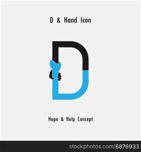 Creative D- alphabet icon abstract and hands icon design vector template.Business offer,partnership,hope,support or help concept.Corporate business and industrial logotype symbol.Vector illustration