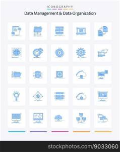 Creative Data Management And Data Organization 25 Blue icon pack  Such As checklist. system. folder. data. rack