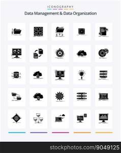 Creative Data Management And Data Organization 25 Glyph Solid Black icon pack  Such As message. error. matrix. network. files