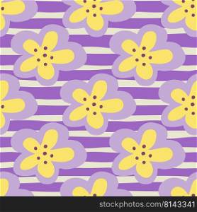 Creative decorative flowers seamless pattern. Simple stylized flower buds wallpaper. Design for fabric, textile, surface, wrapping paper, cover. Vector illustration. Creative decorative flowers seamless pattern. Simple stylized flower buds wallpaper.
