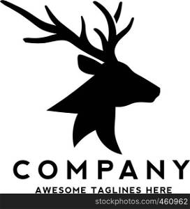creative Deer head silhouette monogram Logo concept
