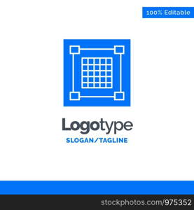 Creative, Design, Designer, Graphic, Grid Blue Solid Logo Template. Place for Tagline