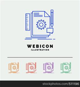 Creative, design, develop, feedback, support 5 Color Line Web Icon Template isolated on white. Vector illustration. Vector EPS10 Abstract Template background