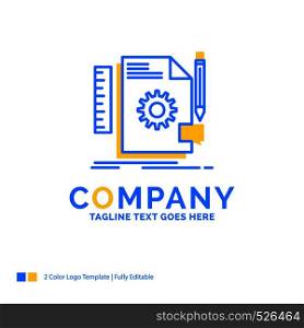 Creative, design, develop, feedback, support Blue Yellow Business Logo template. Creative Design Template Place for Tagline.