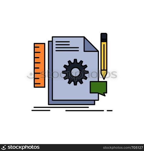 Creative, design, develop, feedback, support Flat Color Icon Vector