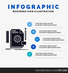 Creative, design, develop, feedback, support Infographics Template for Website and Presentation. GLyph Gray icon with Blue infographic style vector illustration.. Vector EPS10 Abstract Template background