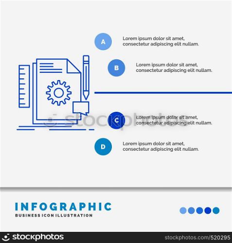 Creative, design, develop, feedback, support Infographics Template for Website and Presentation. Line Blue icon infographic style vector illustration. Vector EPS10 Abstract Template background