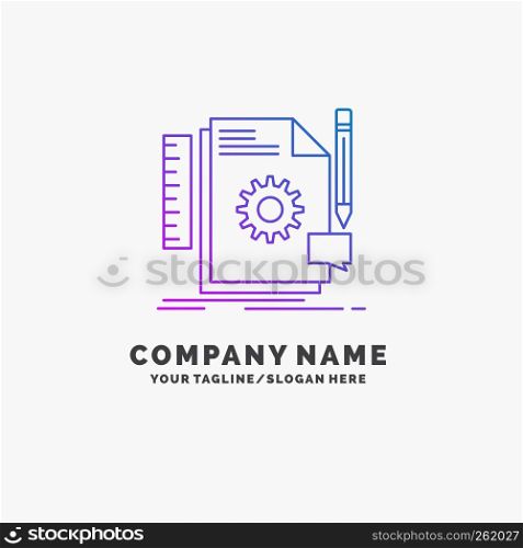 Creative, design, develop, feedback, support Purple Business Logo Template. Place for Tagline