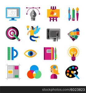Creative Designer Icons Set. Creative designer icons set with idea and painting symbols flat isolated vector illustration