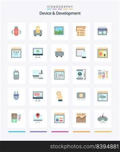 Creative Device And Development 25 Flat icon pack  Such As radio. qa. frame. report. checklist