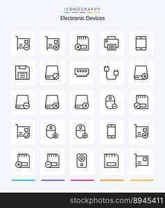 Creative Devices 25 OutLine icon pack  Such As gadget. computers. hardware. printer. gadget