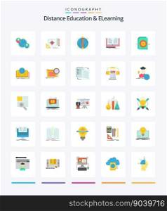 Creative Distance Education And Elearning 25 Flat icon pack  Such As story. novel. marketing. writing. globe