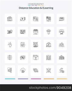 Creative Distance Education And Elearning 25 OutLine icon pack  Such As calculator. stationary. marketing. shareit. transfer