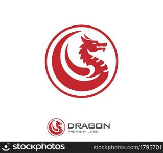 creative dragon circle logo design vector illustration