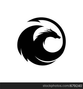 creative dragon silhouette circle logo design vector illustration