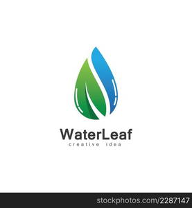 Creative Drop Water and Leaf Concept Logo Design Template