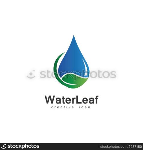 Creative Drop Water and Leaf Concept Logo Design Template