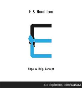 Creative E- alphabet icon abstract and hands icon design vector template.Business offer,partnership,hope,support or help concept.Corporate business and industrial logotype symbol.Vector illustration