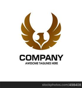 creative eagle wings with gold color logo vector concept