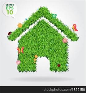 Creative eco house icon concept, vector illustration template design