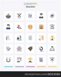Creative Education 25 Flat icon pack  Such As apple. education. notebook. cap. graduation