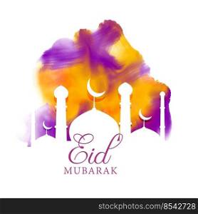 creative eid greeting with watercolor effect