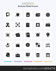 Creative Finance 25 Glyph Solid Black icon pack  Such As cogs. financier. annual. financial. accounting